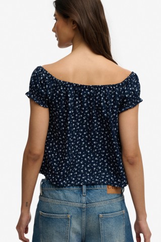 1/2 button woven top superdry & co