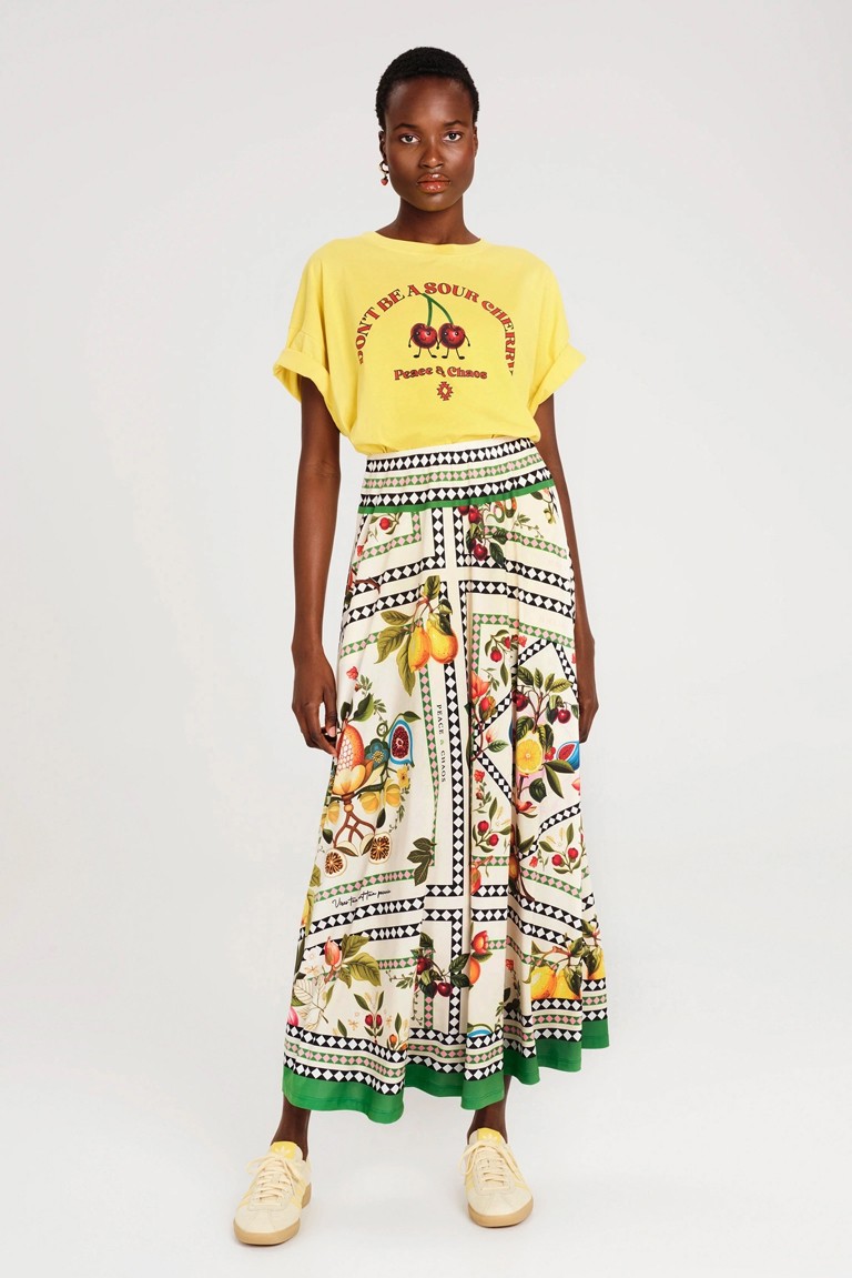 tutti-frutti long skirt peace & chaos