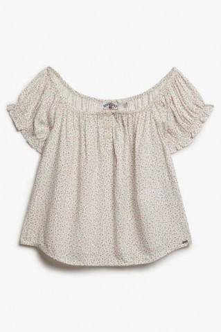 1/2 button woven top superdry & co