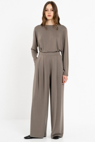 cupro pique wide leg pants philosophy grey