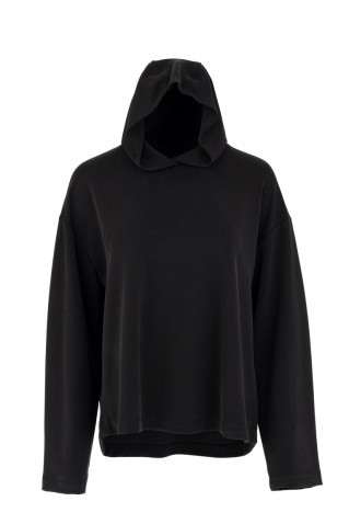 heavy rib sandwashed hoodied top philosophy black