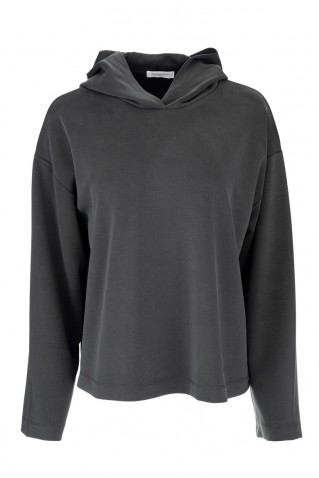 heavy rib sandwashed hoodied top philosophy grey