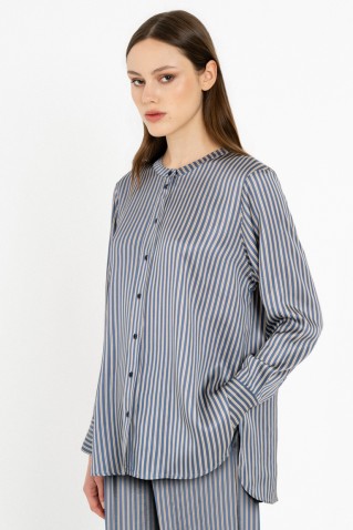satin stripes oversized shirt philosophy blue