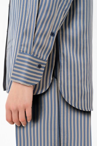 satin stripes oversized shirt philosophy blue