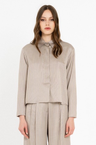 satin stripes cropped top philosophy beige