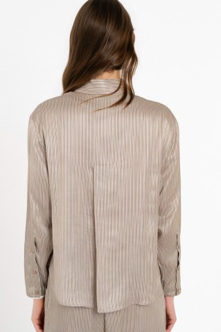 satin stripes cropped top philosophy beige