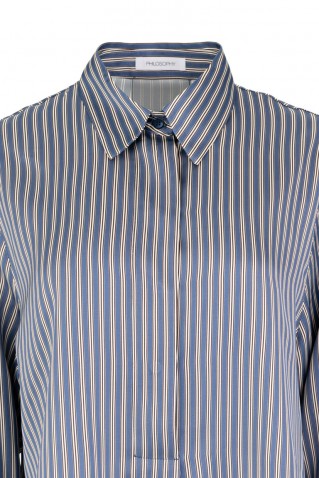 satin stripes cropped top philosophy blue