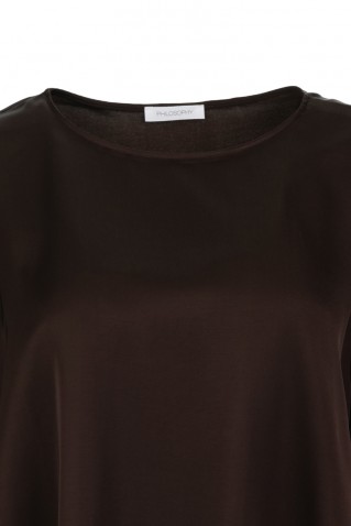 satin ecovero top philosophy dark brown