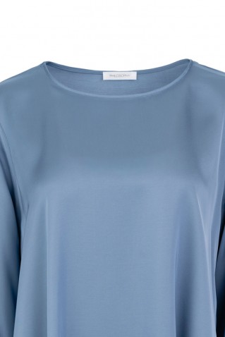 satin ecovero top philosophy light blue