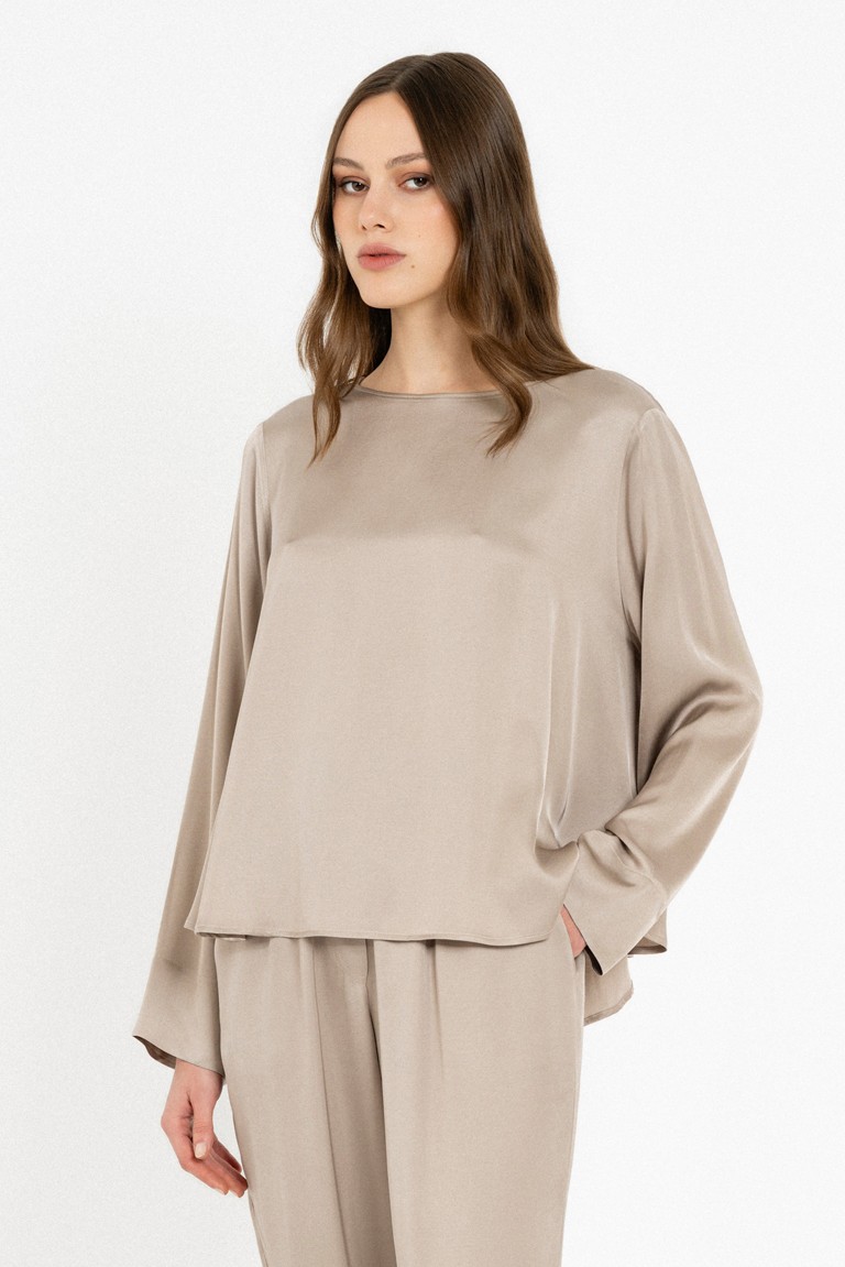 satin ecovero top philosophy biege
