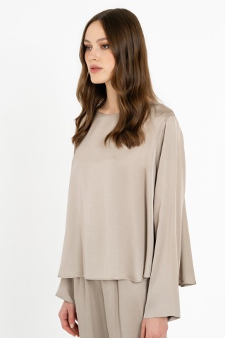 satin ecovero top philosophy biege