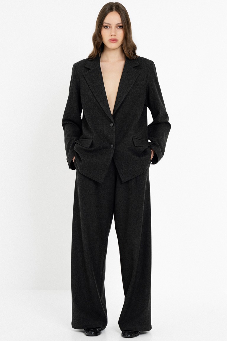 heavy t/r wide leg pants philosophy black