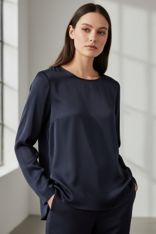 cupro viscose long blouse philosophy blueblack