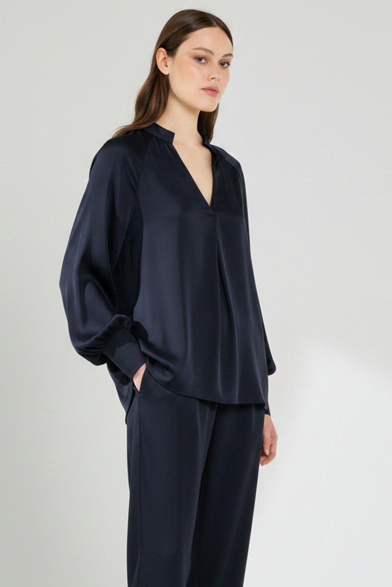 cupro viscose blouse philosophy blueblack