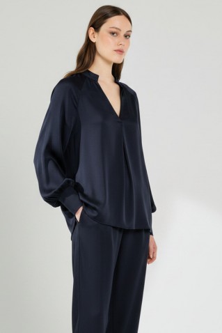 cupro viscose blouse philosophy blueblack