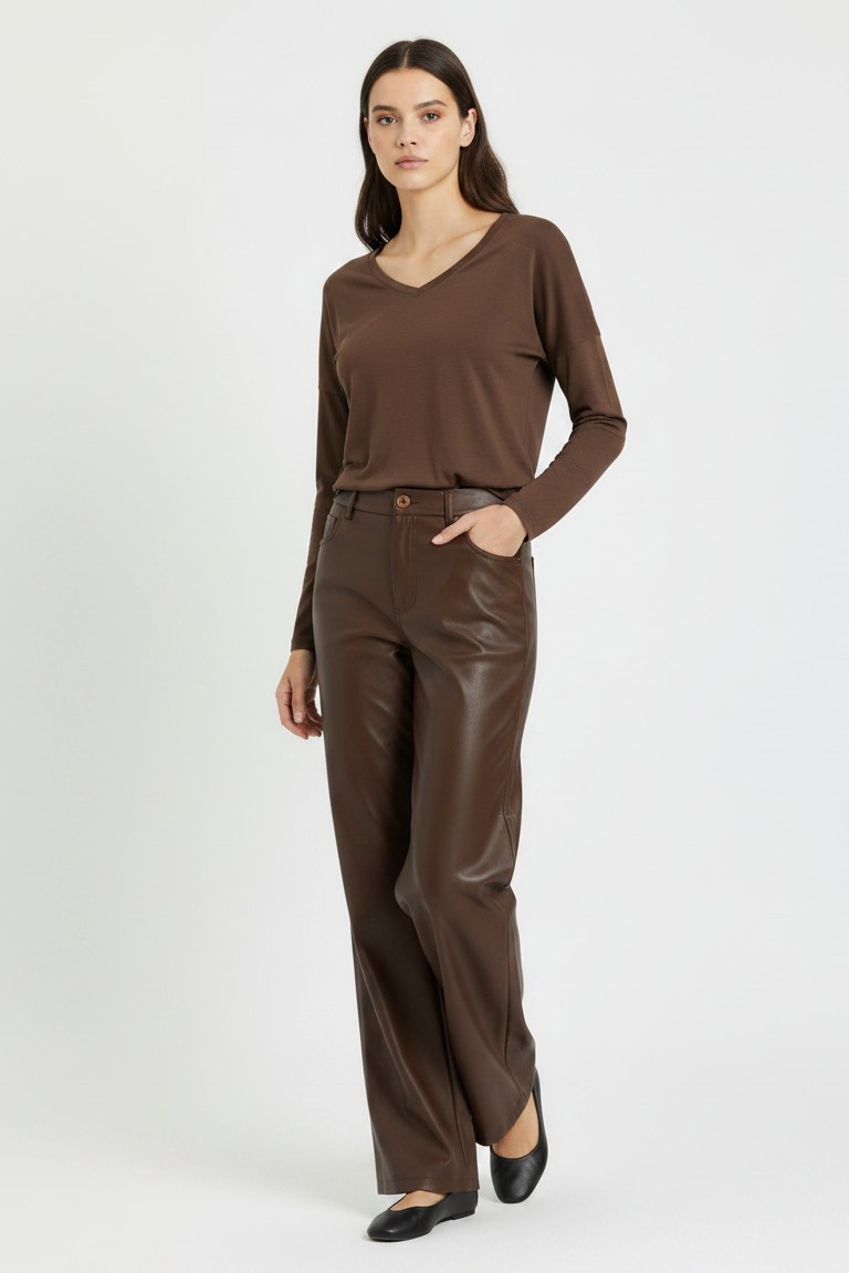 ecoleather wide leg philosophy brown