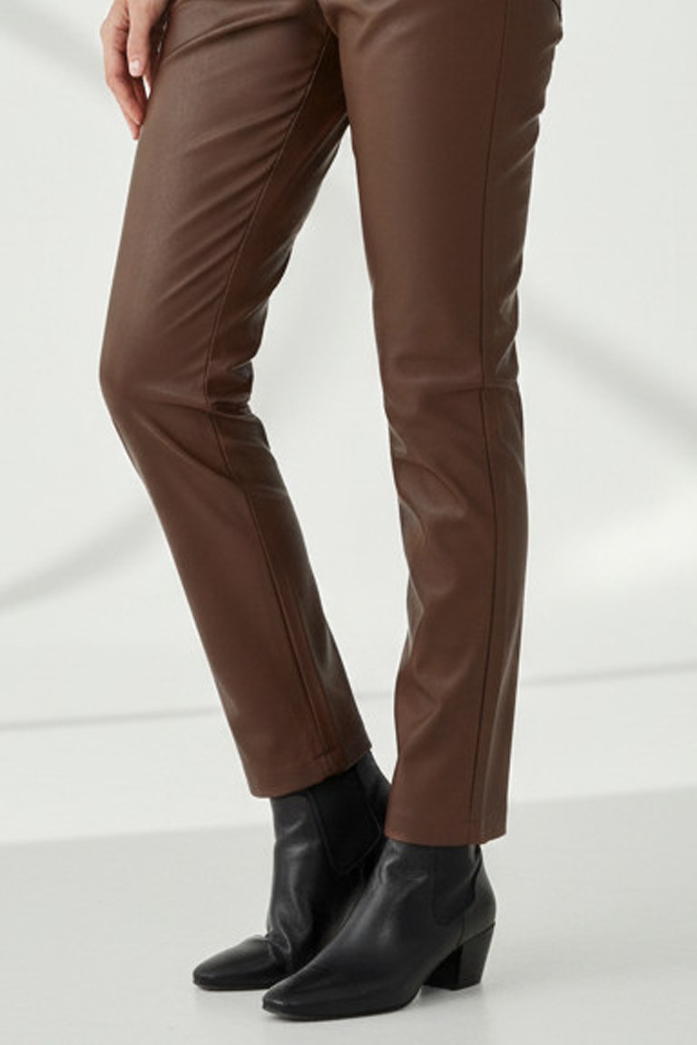 ecoleather slim fit pants philosophy brown