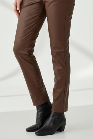 ecoleather slim fit pants philosophy brown