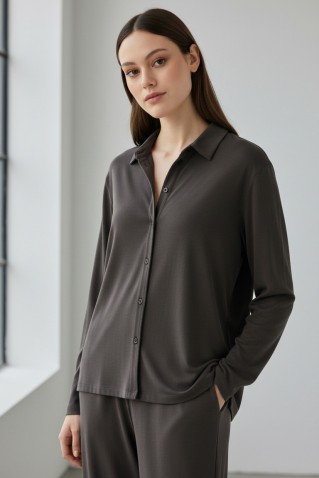 rib sandwashed shirt philosophy khaki