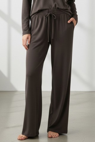 rib sandwashed wide leg pants philosophy dark khaki