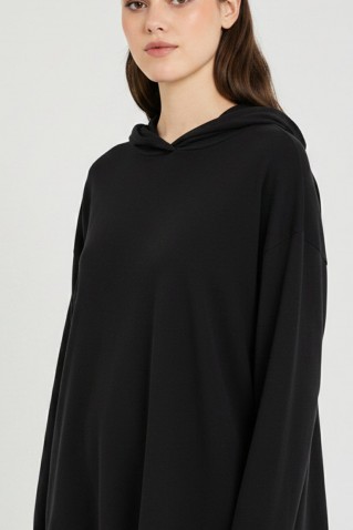 heavy rib sandwashed hoodied top philosophy black