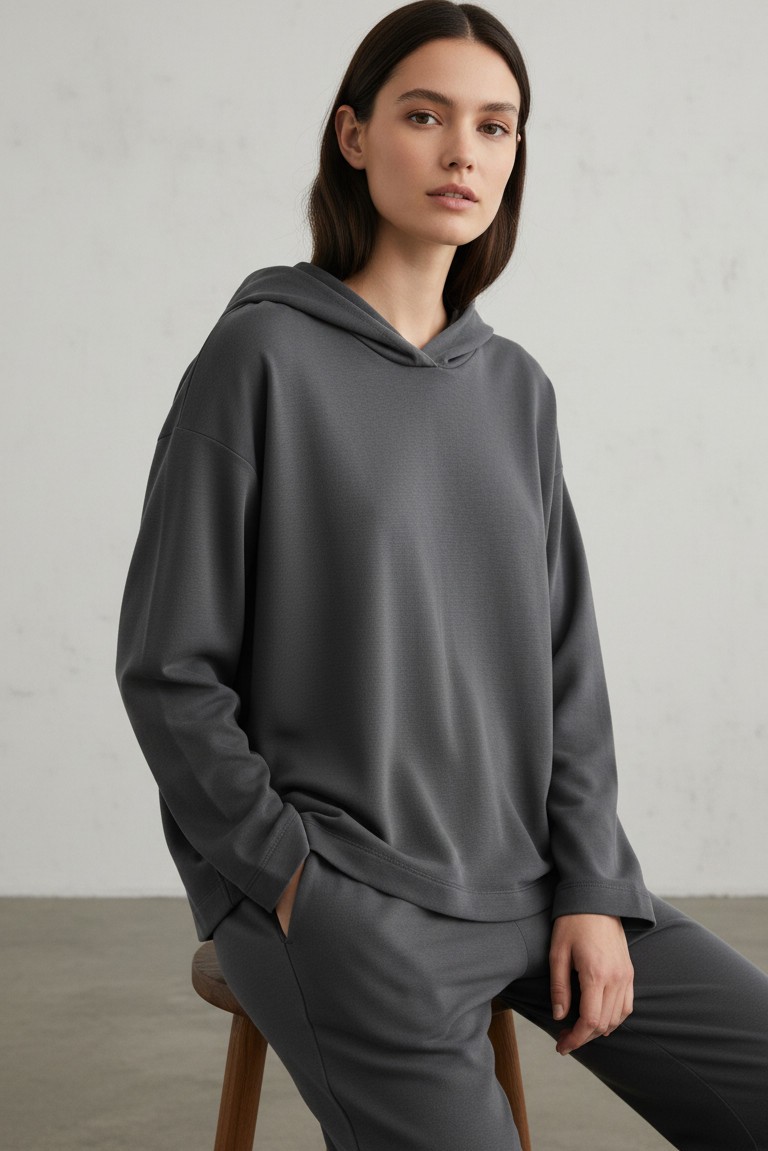 heavy rib sandwashed hoodied top philosophy grey