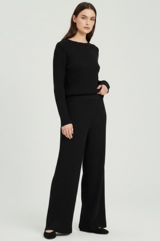 heavy rib sandwashed wide leg pants philosophy black