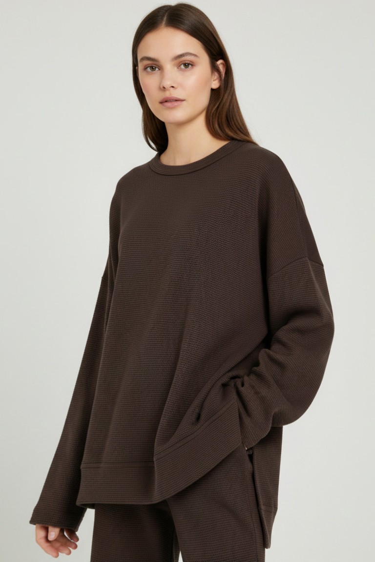 futter waffle oversized sweatshirt philosophy brown