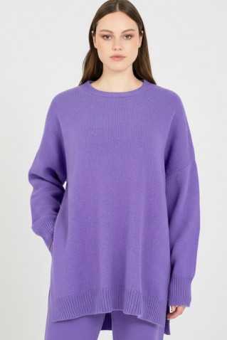 cashmere round neck long sweater philosophy lilac