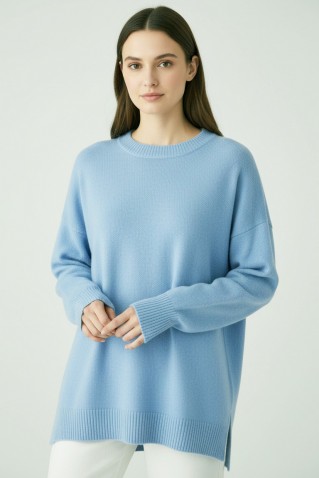 cashmere round neck long sweater philosophy light blue