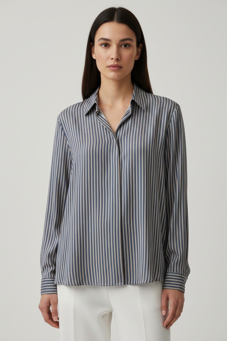 satin stripes cropped top philosophy blue