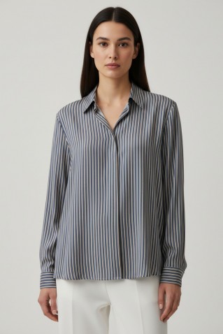 satin stripes cropped top philosophy blue