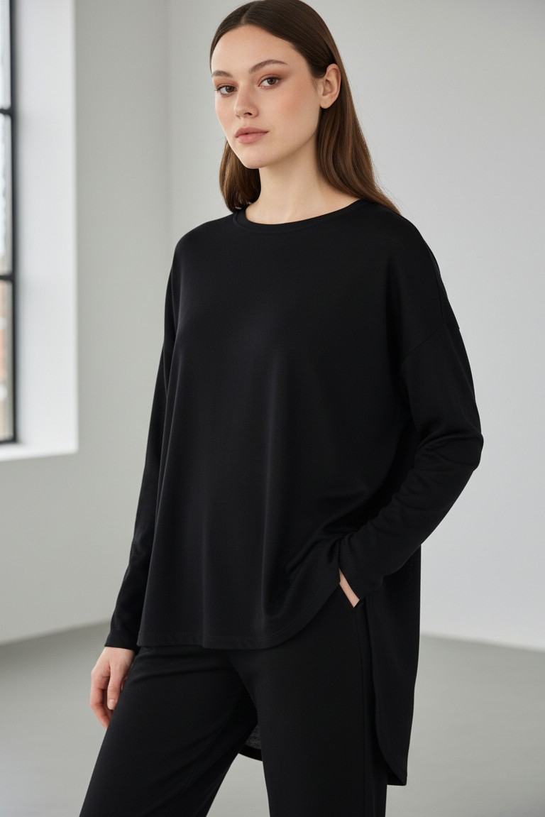 organic jersey oversized top philosophy black