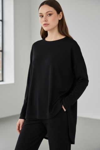organic jersey oversized top philosophy black