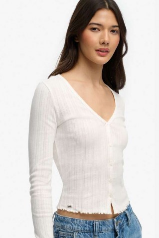 pointelle cardigan off white superdry & co