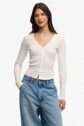 pointelle cardigan off white superdry & co