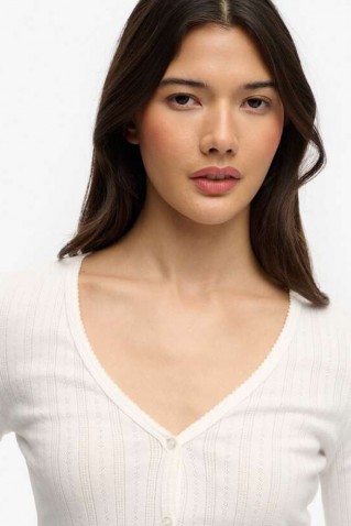 pointelle cardigan off white superdry & co