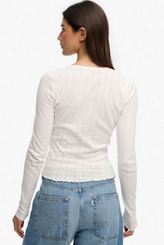 pointelle cardigan off white superdry & co
