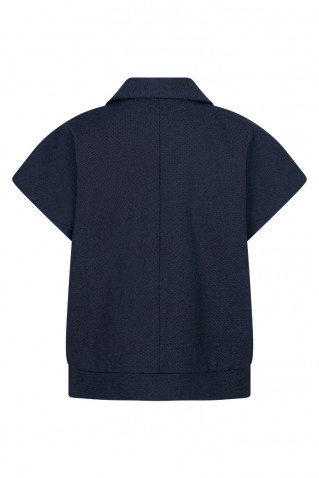 bomber sleeveless waistcoat red button