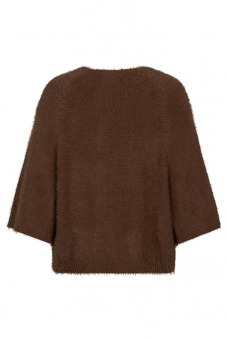 cardigan fuzzy poncho red button praline