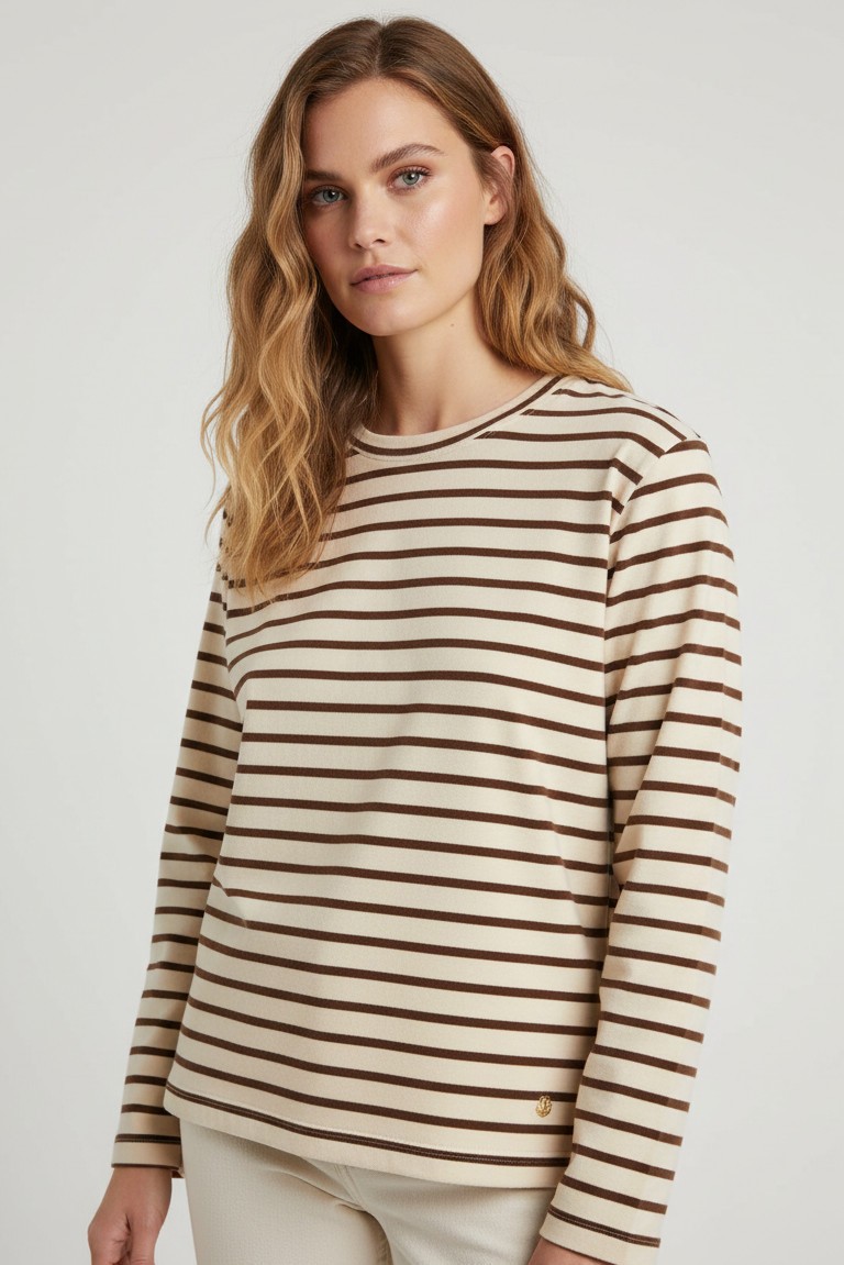 stripe sweater red button praline