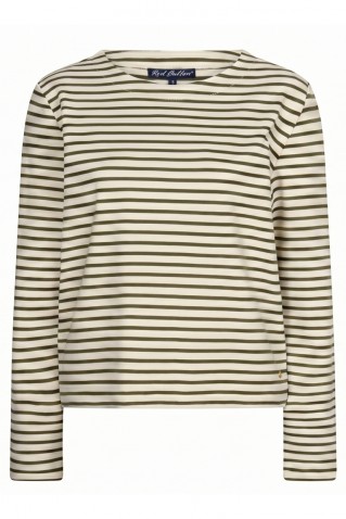 stripe sweater red button green
