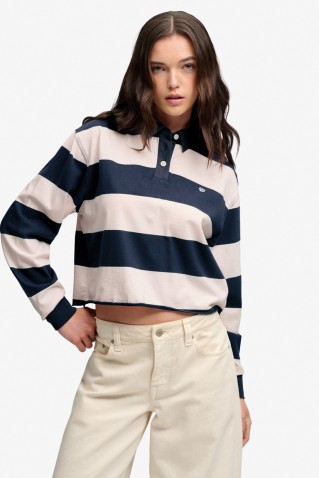 cropped stripe rugby blouse superdry & co
