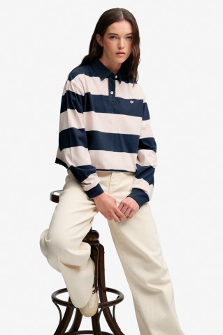 cropped stripe rugby blouse superdry & co