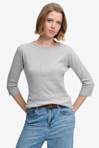 pointelle 1/2 sleeve top superdry & co grey