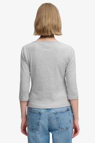 pointelle 1/2 sleeve top superdry & co grey