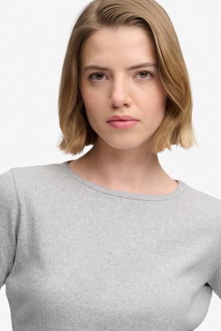 pointelle 1/2 sleeve top superdry & co grey