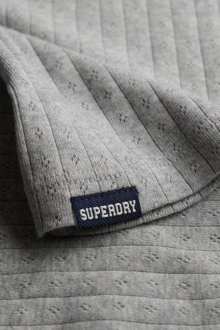 pointelle 1/2 sleeve top superdry & co grey