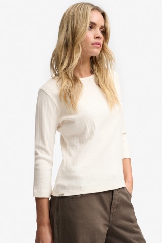 pointelle 1/2 sleeve top superdry & co off white