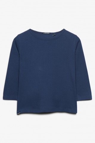 pointelle 1/2 sleeve top superdry & co blue